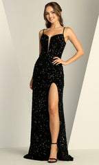 Adora Design 3110 - Allover Sparkle Plunging Neck Prom Dress