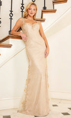 Adora Design 3116 - Cutout Back Embroidered Applique Long Dress
