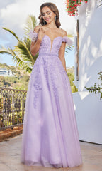 Adora Design 3143 - Feathered Sleeve Embroidered A-Line Dress