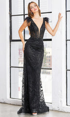 Adora Design 3151 - Illusion Slit Plunging V-Neck Prom Dress