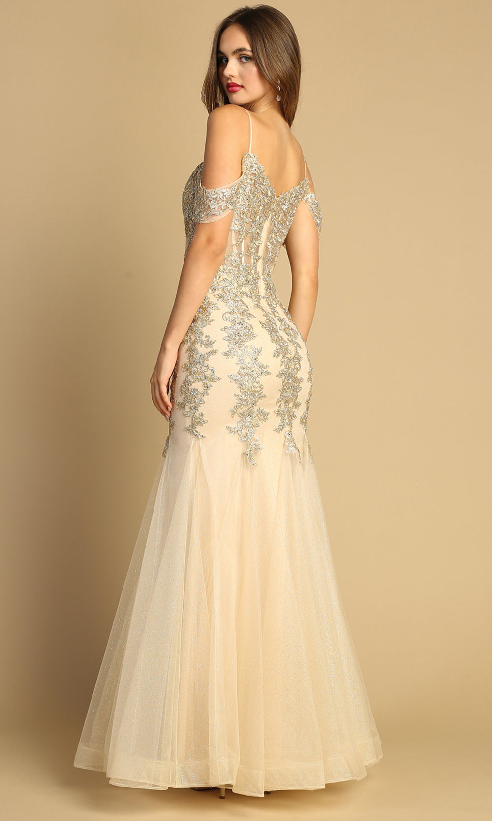 Adora Design 3156 - Embroidered Detail Mermaid Long Dress