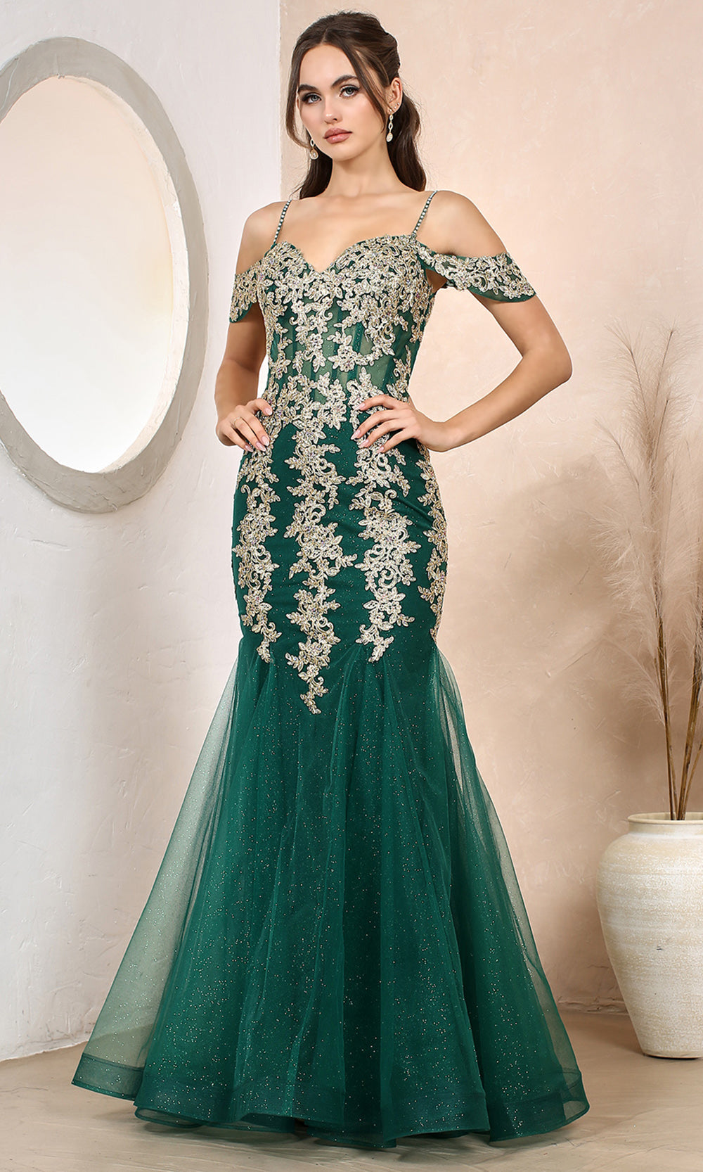 Adora Design 3156 - Embroidered Detail Mermaid Long Dress