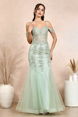 Adora Design 3156 - Embroidered Detail Mermaid Long Dress