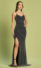 Adora Design 3178 - V-Neckline Sheath Sparkle Evening Dress