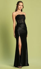 Adora Design 3184 - Lace Corset Straight Neckline Prom Dress