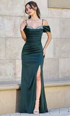 Adora Design 3191 - Beaded Bust Cold Shoulder Evening Dress