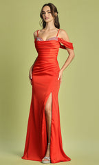 Adora Design 3191 - Beaded Bust Cold Shoulder Evening Dress