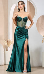 Adora Design 3197 - Crystal Trim Illusion Bodice Sheath Dress