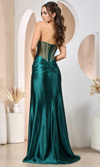 Adora Design 3197 - Crystal Trim Illusion Bodice Sheath Dress