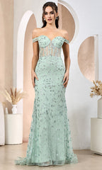 Adora Design 3198 - Allover Sparkle V-Back Prom Dress