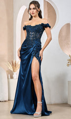 Adora Design 3199 - Beaded Off Shoulder Prom Dress with 3D Florals