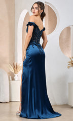 Adora Design 3199 - Beaded Off Shoulder Prom Dress with 3D Florals