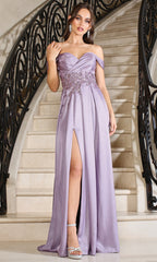 Adora Design 3200 - Off Shoulder Beaded Waist Evening Dress