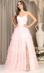 Adora Design 3202 - Sleeveless Tiered Ballgown with Slit