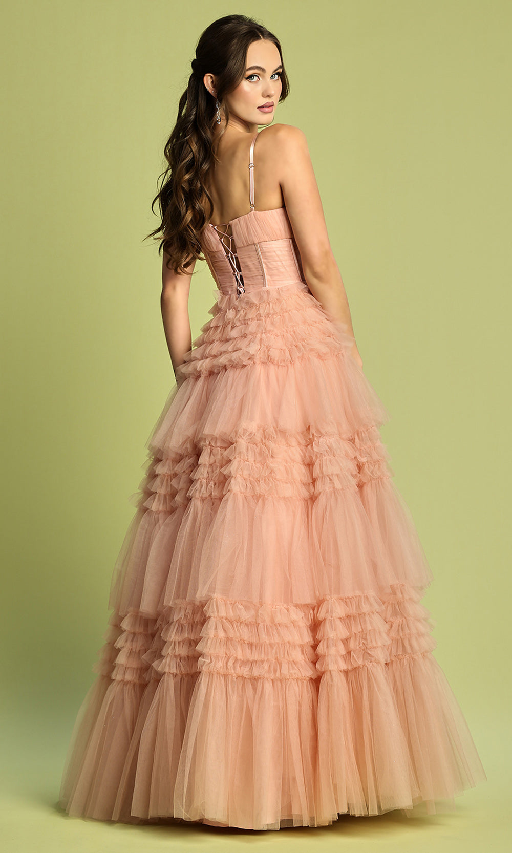 Adora Design 3202 - Sleeveless Tiered Ballgown with Slit