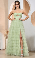Adora Design 3204 - Twist Front Bodice Ruffle A-Line Dress