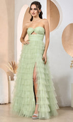 Adora Design 3204 - Twist Front Bodice Ruffle A-Line Dress