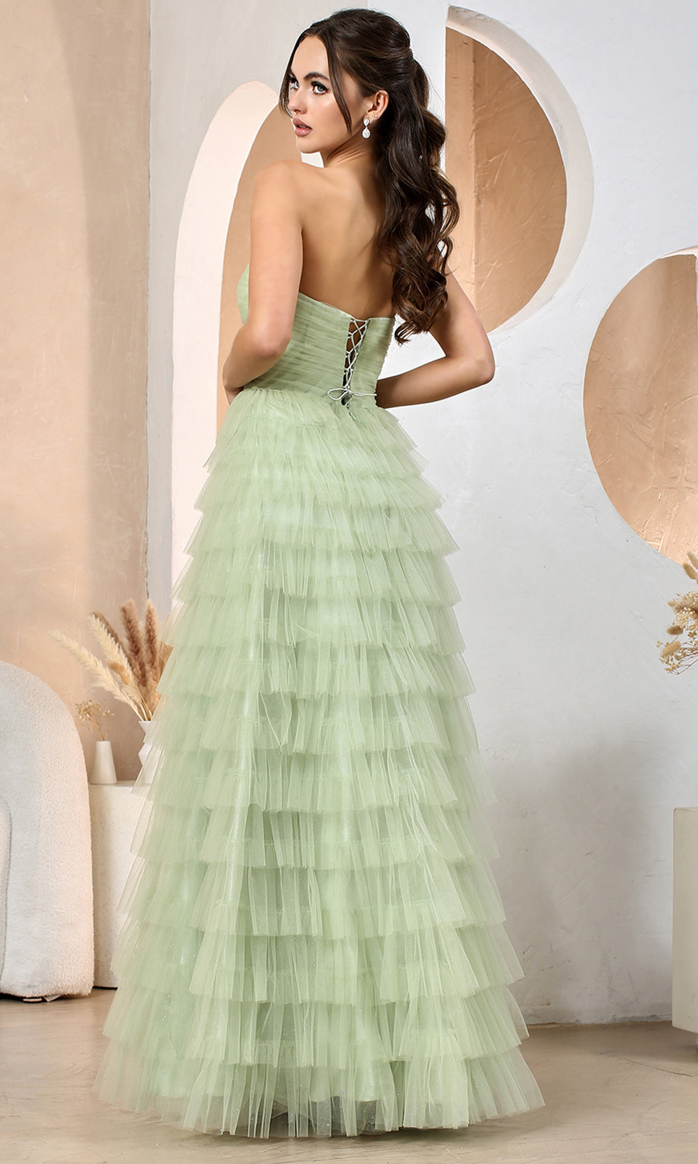 Adora Design 3204 - Twist Front Bodice Ruffle A-Line Dress