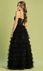 Adora Design 3209 - Tiered Ruffle Sleeveless Evening Dress
