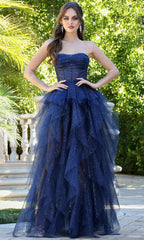 Adora Design 3210 - Ruffle Skirt Strapless Shimmer Evening Dress