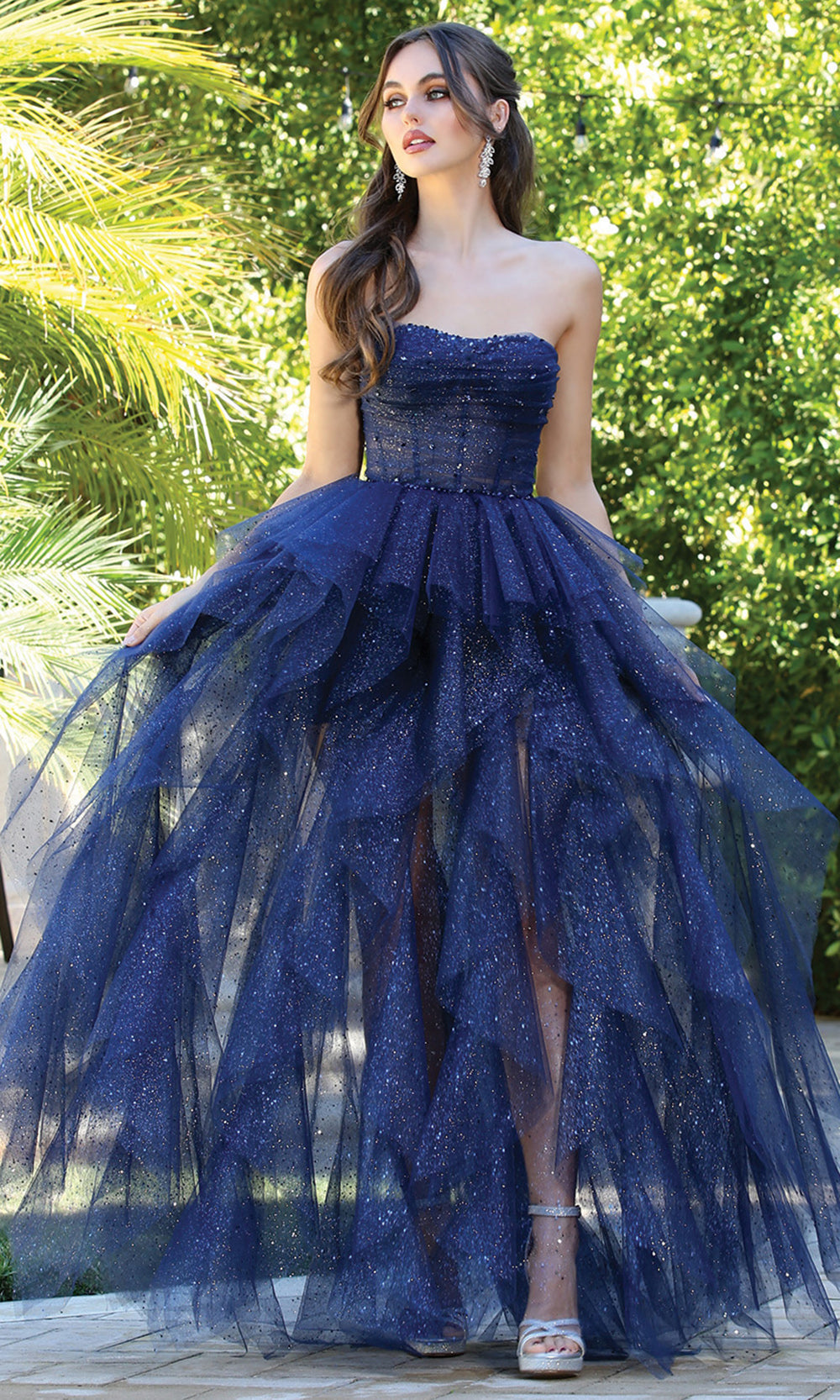 Adora Design 3210 - Ruffle Skirt Strapless Shimmer Evening Dress