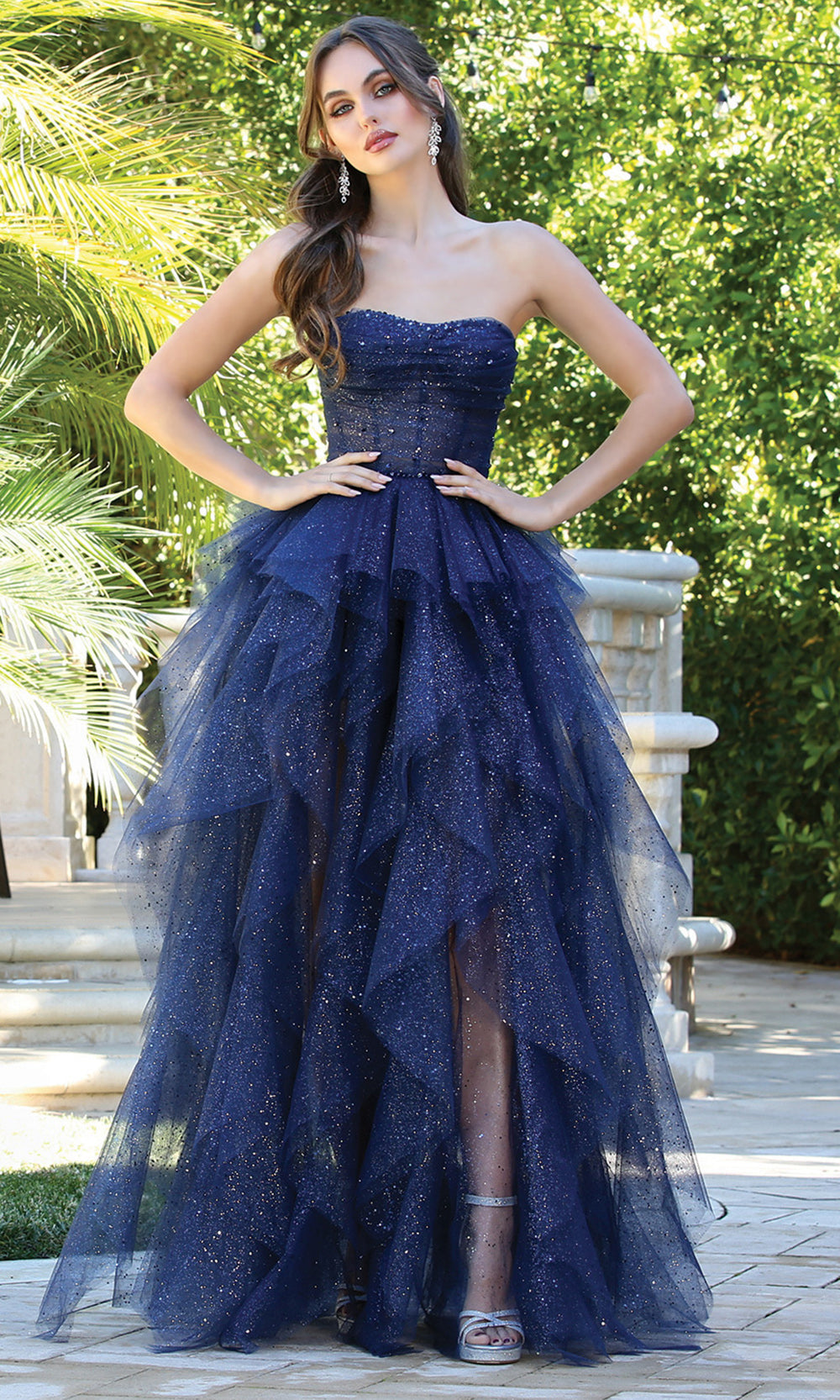 Adora Design 3210 - Ruffle Skirt Strapless Shimmer Evening Dress