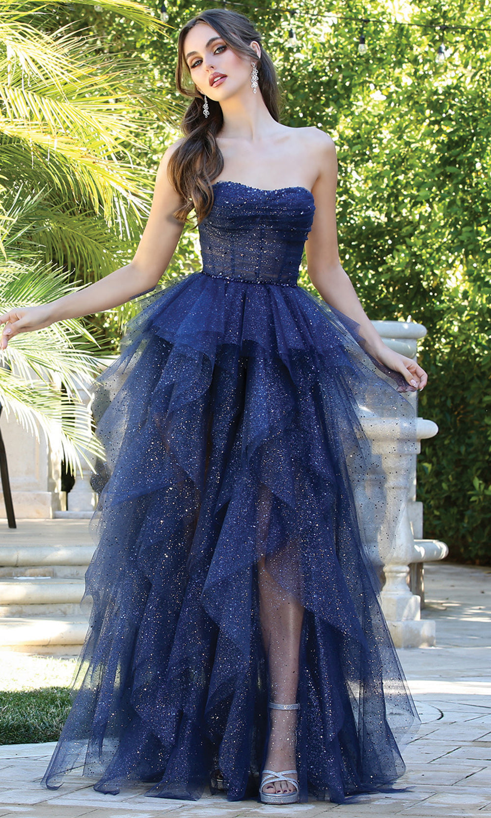Adora Design 3210 - Ruffle Skirt Strapless Shimmer Evening Dress