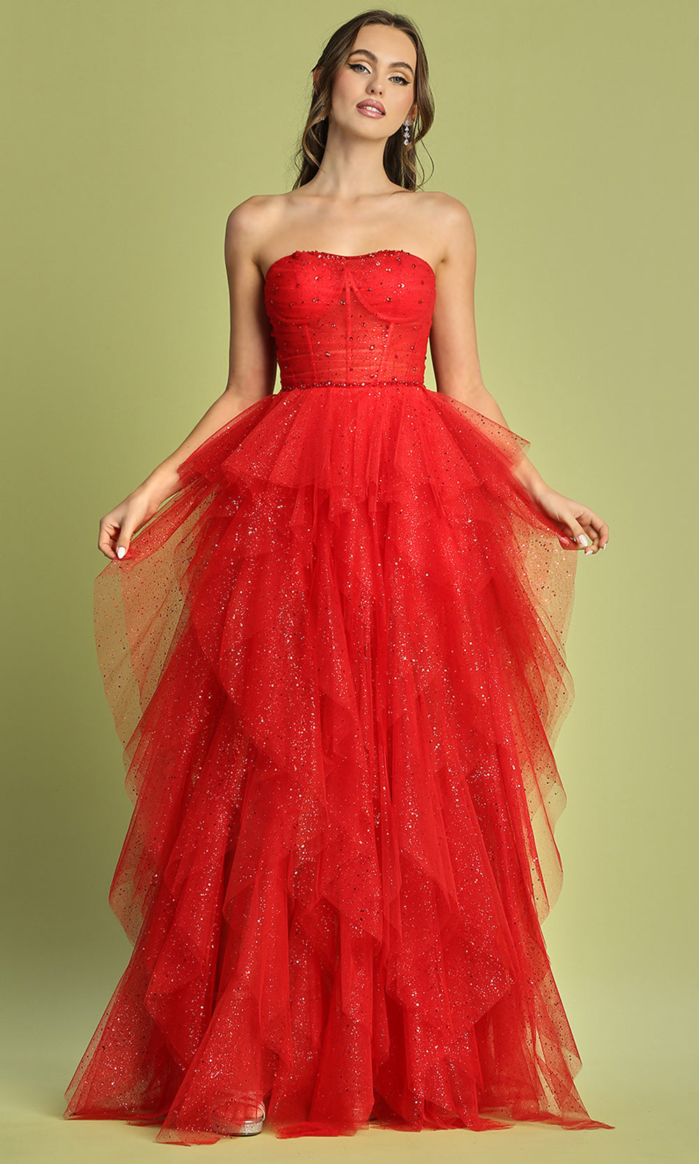 Adora Design 3210 - Ruffle Skirt Strapless Shimmer Evening Dress