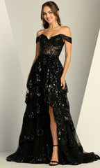 Adora Design 3214 - Tiered A-Line Off Shoulder Prom Dress