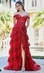 Adora Design 3214 - Tiered A-Line Off Shoulder Prom Dress