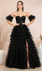 Adora Design 3215 - Puff Sleeve Tiered Ruffle Ballgown