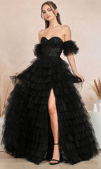 Adora Design 3215 - Puff Sleeve Tiered Ruffle Ballgown