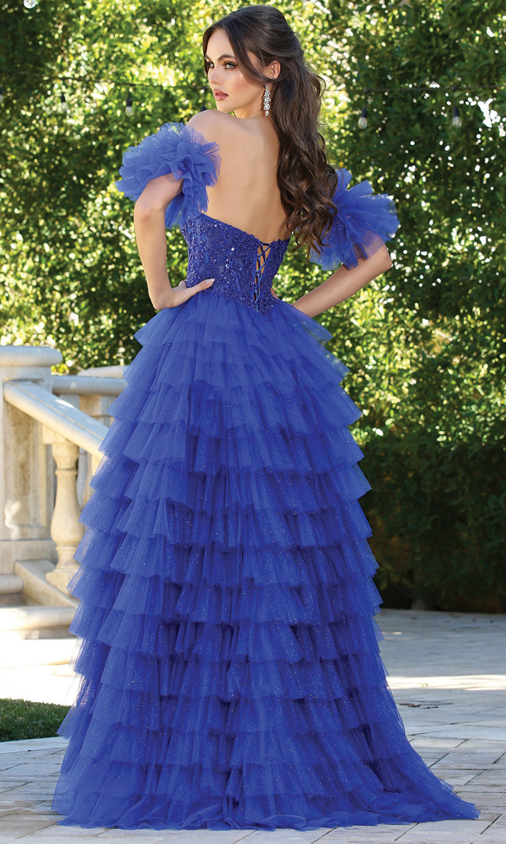 Adora Design 3215 - Puff Sleeve Tiered Ruffle Ballgown