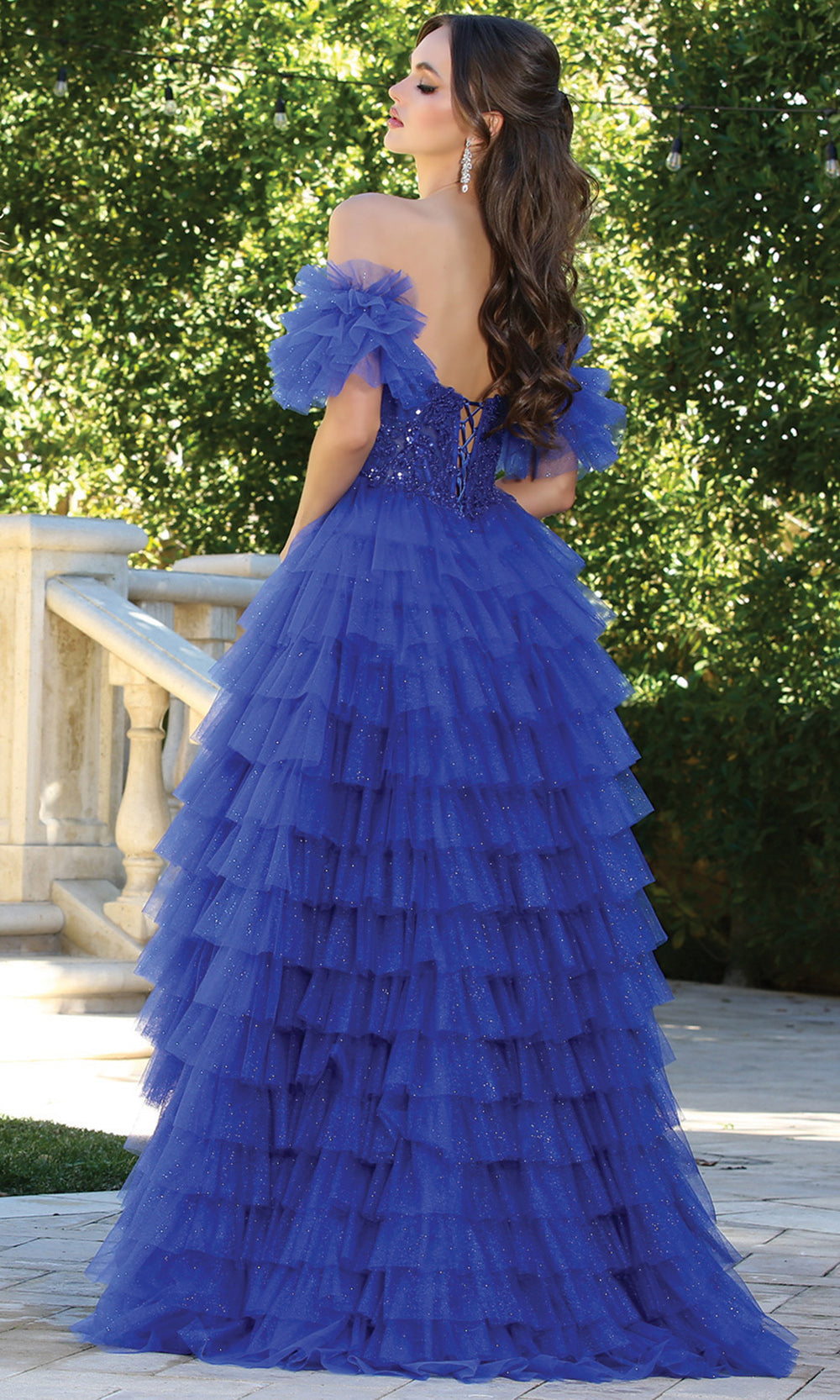 Adora Design 3215 - Puff Sleeve Tiered Ruffle Ballgown