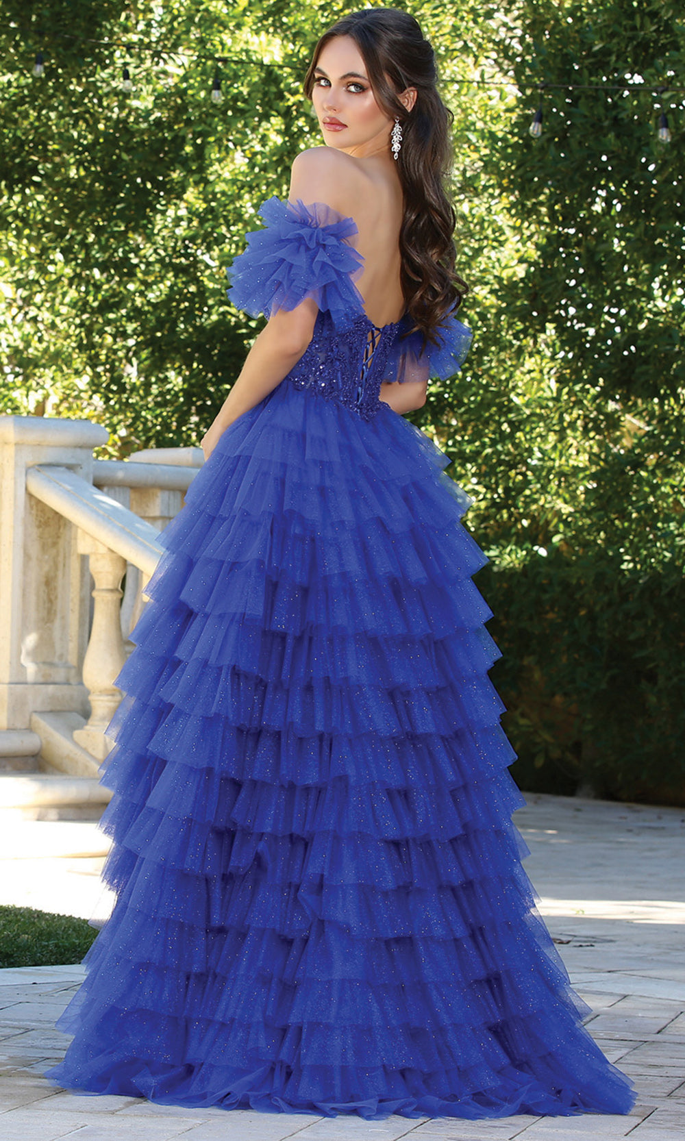 Adora Design 3215 - Puff Sleeve Tiered Ruffle Ballgown