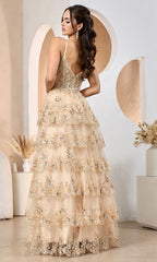 Adora Design 3217 - Embroidered Tiered Evening Dress