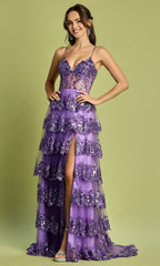 Adora Design 3218 - Sleeveless Bodice Tiered A-Line Dress