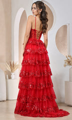 Adora Design 3218 - Sleeveless Bodice Tiered A-Line Dress