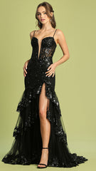 Adora Design 3219 - Sparkling Lace Tiered Mermaid Dress