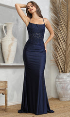 Adora Design 3224 - Floral Embroidered Sleeveless Sheath Dress