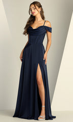 Adora Design 3229 - Cowl Neck Cold Shoulder Prom Dress