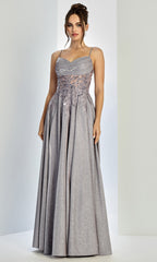 Adora Design 3232 - Spaghetti Strap Lace Applique Prom Dress