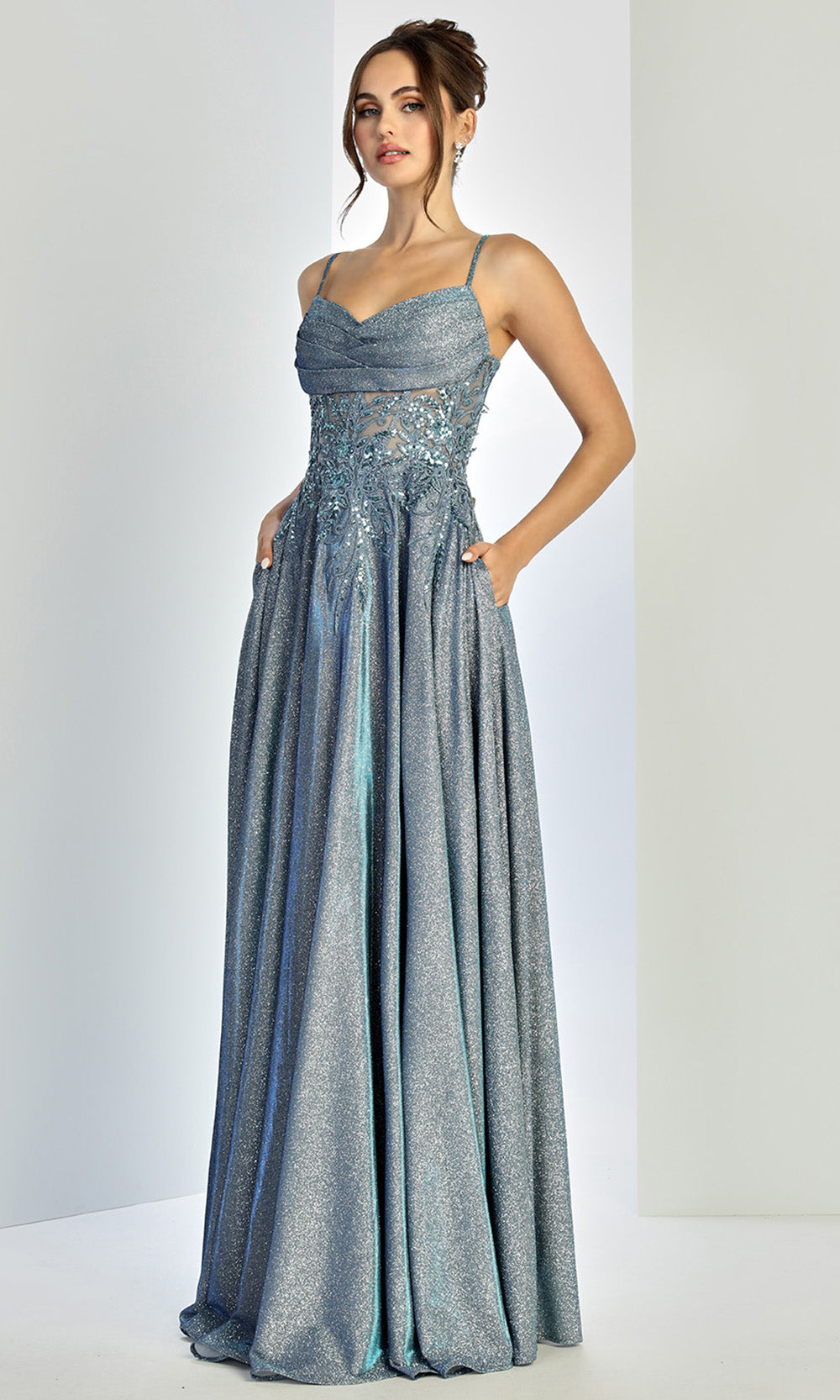 Adora Design 3232 - Spaghetti Strap Lace Applique Prom Dress