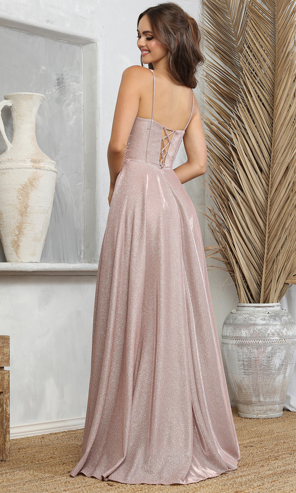 Adora Design 3232 - Spaghetti Strap Lace Applique Prom Dress
