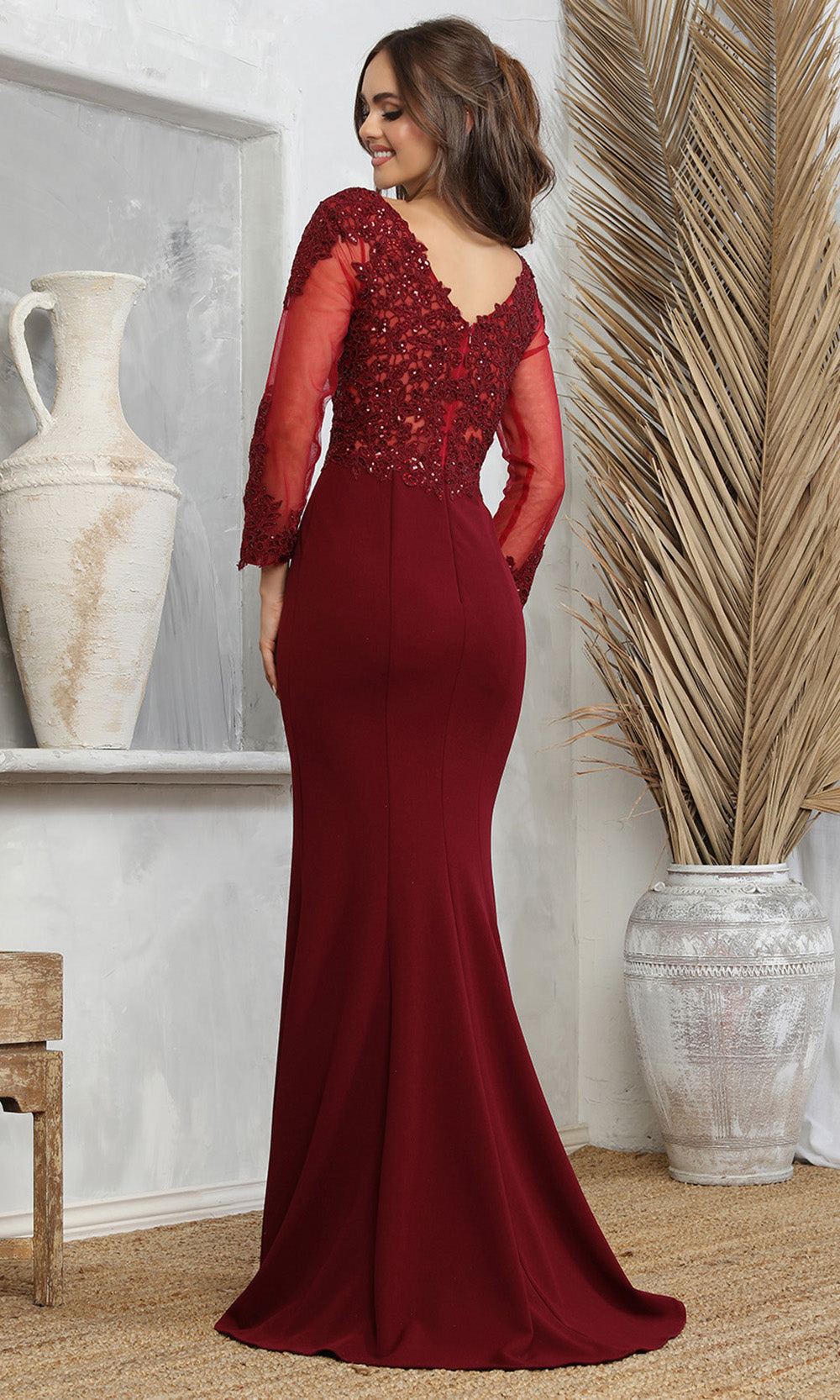Adora Design 3233 - Embroidered Applique Illusion Sleeve Prom Dress