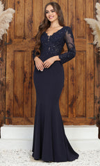 Adora Design 3233 - Embroidered Applique Illusion Sleeve Prom Dress
