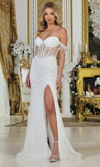 Adora Design 3238-01 - Fringed Off Shoulder Bridal Gown