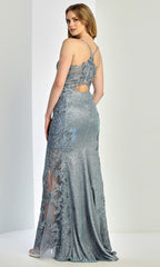 Adora Design 3241 - Illusion Slit Cutout Racerback Evening Gown
