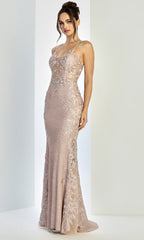 Adora Design 3241 - Illusion Slit Cutout Racerback Evening Gown