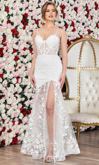 Adora Design 3242-01 - Floral Embroidered Spaghetti Strap Bridal Gown